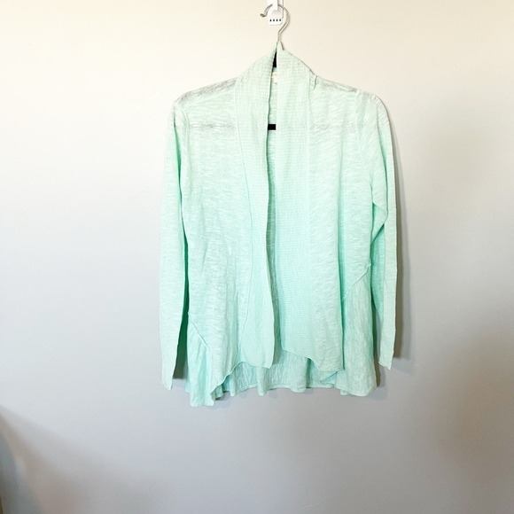 Eileen Fisher Aurora Linen Cotton Mint Green Shawl Collar Cardigan small - Picture 1 of 8